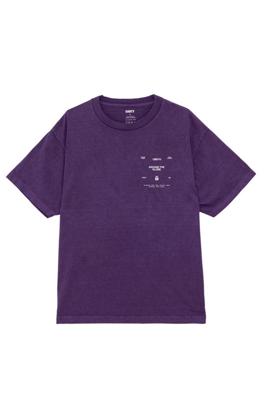Obey Arond the Globe Pigment Imperial Tee - Purple