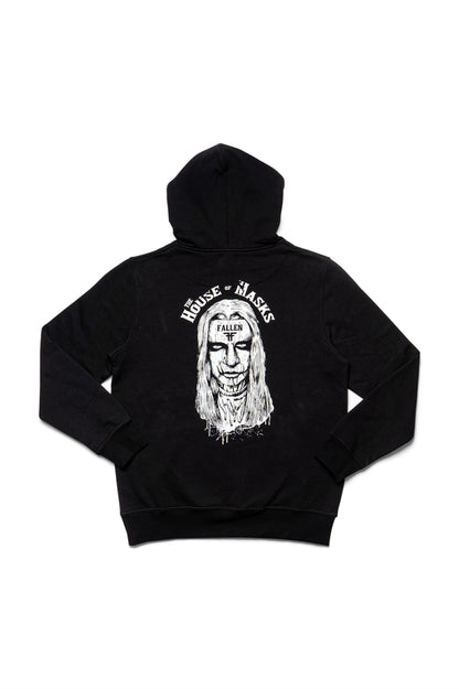 Fallen House of Masks Hoodie Black White