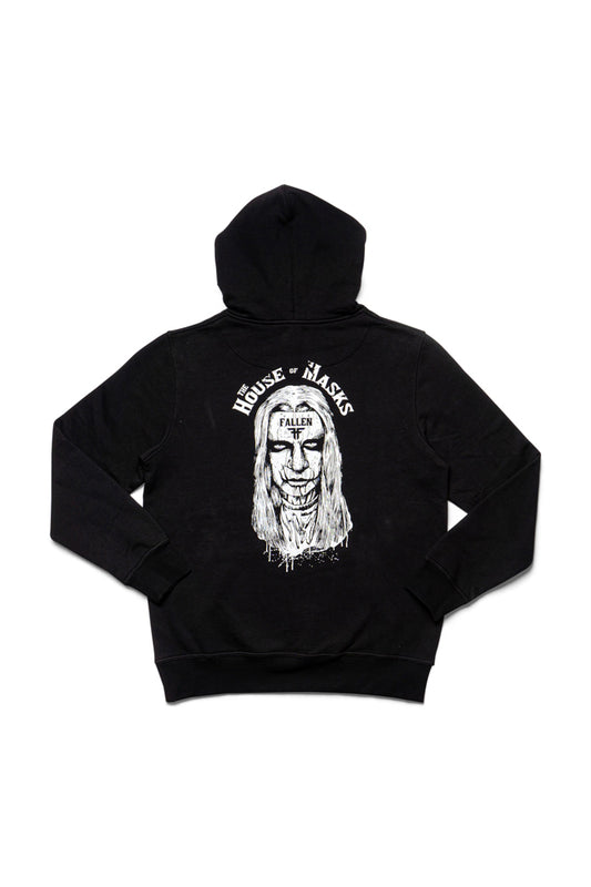 Fallen House of Masks Hoodie Black White