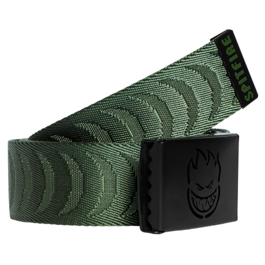 Spitfire Bighead Cut Out Cresent Jacquard Belt Olive/Black