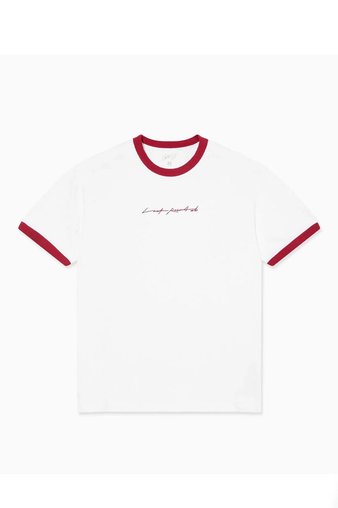 Last Resort AB Signature Ringer SS Tee White Old Red
