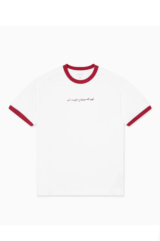 Last Resort AB Signature Ringer SS Tee White Old Red